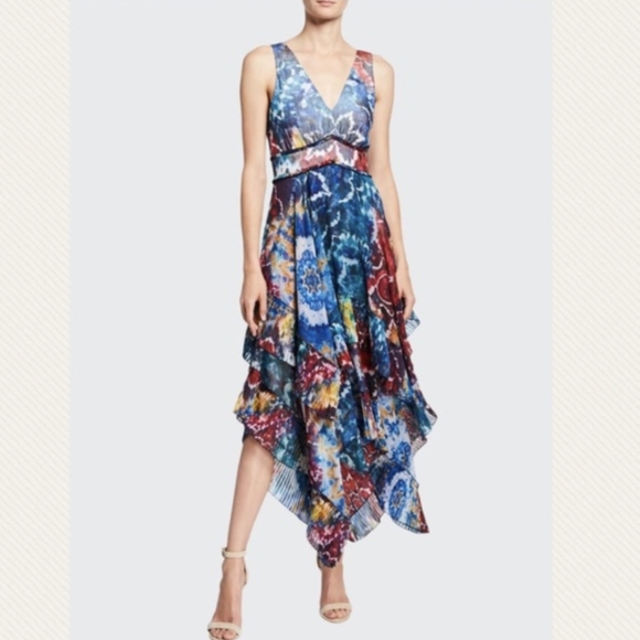 ALICE + OLIVIA ilia kaleidoscope ruffle dress S